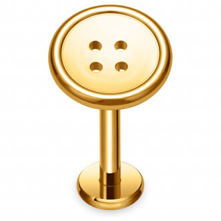 Piercing oreille Titane dor� en forme de bouton large (lobe, h�lix, flat..)